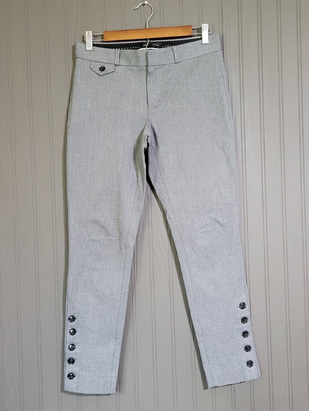 Banana Republic Sloan Trouser Pants Cropped Ankle Textured Print Gray Women's 2